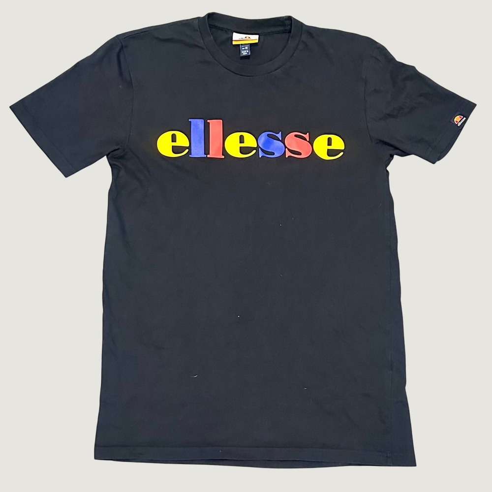 Ellesse Reno Mens Black Graphic T-Shirt Multi Color Logo XS SHC07398